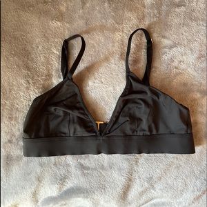 shiny black bralette